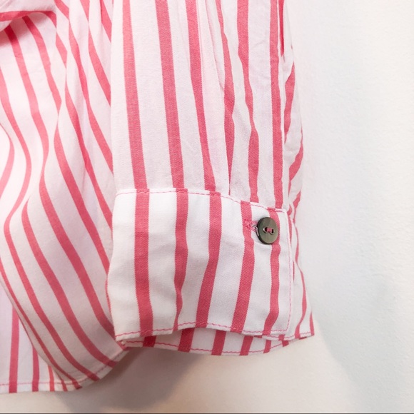 Nic+Zoe pink stripe tie knot button down shirt - Picture 3 of 9